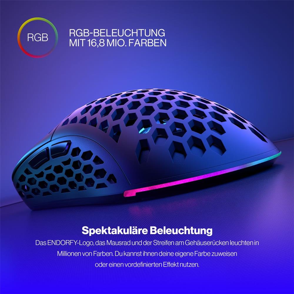 ENDORFY LIX Wireless, Leichte kabellose Gaming-Maus (69 g), 16000 DPI, Schwarz | EY6A008
