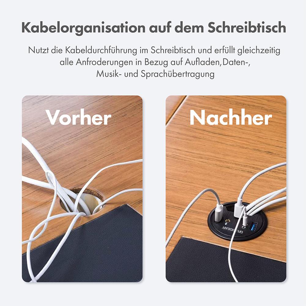 GRAUGEAR USB 3.0 Tisch HUB mit Audioanschlüssen