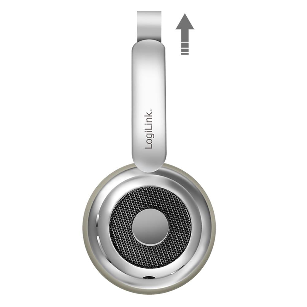 LogiLink AuraSolo Bluetooth 6.0 Headset, ANC, 20 Std. Akku, Silber