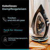 Adler AD 5043 Kabelloses Dampfbügeleisen mit Basisstation Keramiksohle schwarz silber