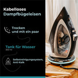 Adler AD 5043 Kabelloses Dampfbügeleisen mit Basisstation Keramiksohle schwarz silber