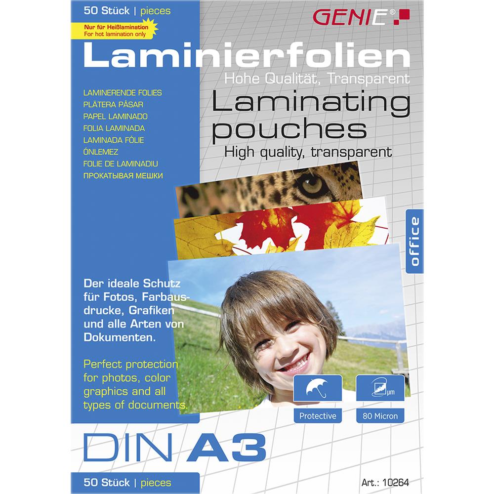GENIE Laminierfolien DIN A3 80 Micron 50er Pack