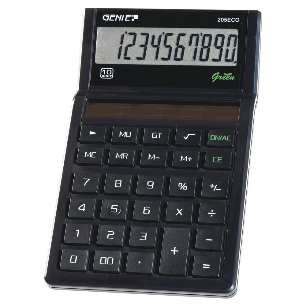 GENIE Tischrechner 205 ECO Solar Taschenrechner 10 stellig Schwarz