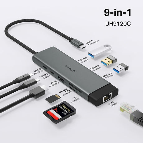 TP-Link UH9120C USB C Hub 9 in 1 HDMI 4K LAN SD USB Power Delivery