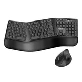 LogiLink Ergonomisches Funk-Tastatur-Maus-Set mit geteilter Tastatur, schwarz