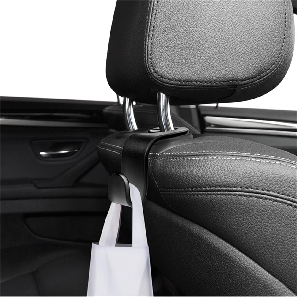 LogiLink Autositz-Haken 4er Set – je 20 kg Tragkraft, schwarz, für Kopfstützen