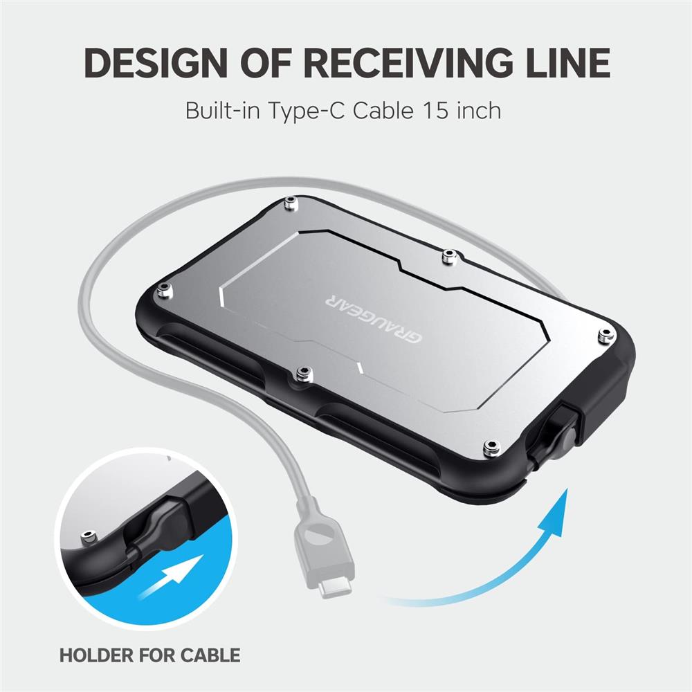 GRAUGEAR USB-C Festplattengehäuse für 2,5" SATA SSD/HDD