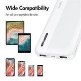 LogiLink Powerbank 10.000 mAh, 2× USB-A, 1× USB-C, Schnellladen, Weiß