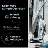Adler AD 5043 Kabelloses Dampfbügeleisen mit Basisstation Keramiksohle schwarz silber
