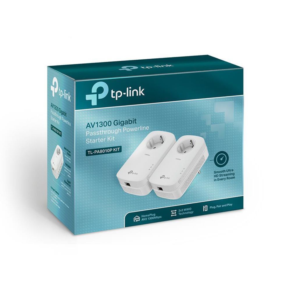 TP-Link TL-PA8010P KIT l AV1300-Gigabit-Powerline-Adapter mit Steckdose 2er Set