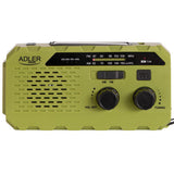 Adler AD 1197 Kurbelradio, tragbares Notfallradio mit Taschenlampe, Solar, Dynamo, Powerbank, SOS-Alarm, FM/AM Radio, Grün