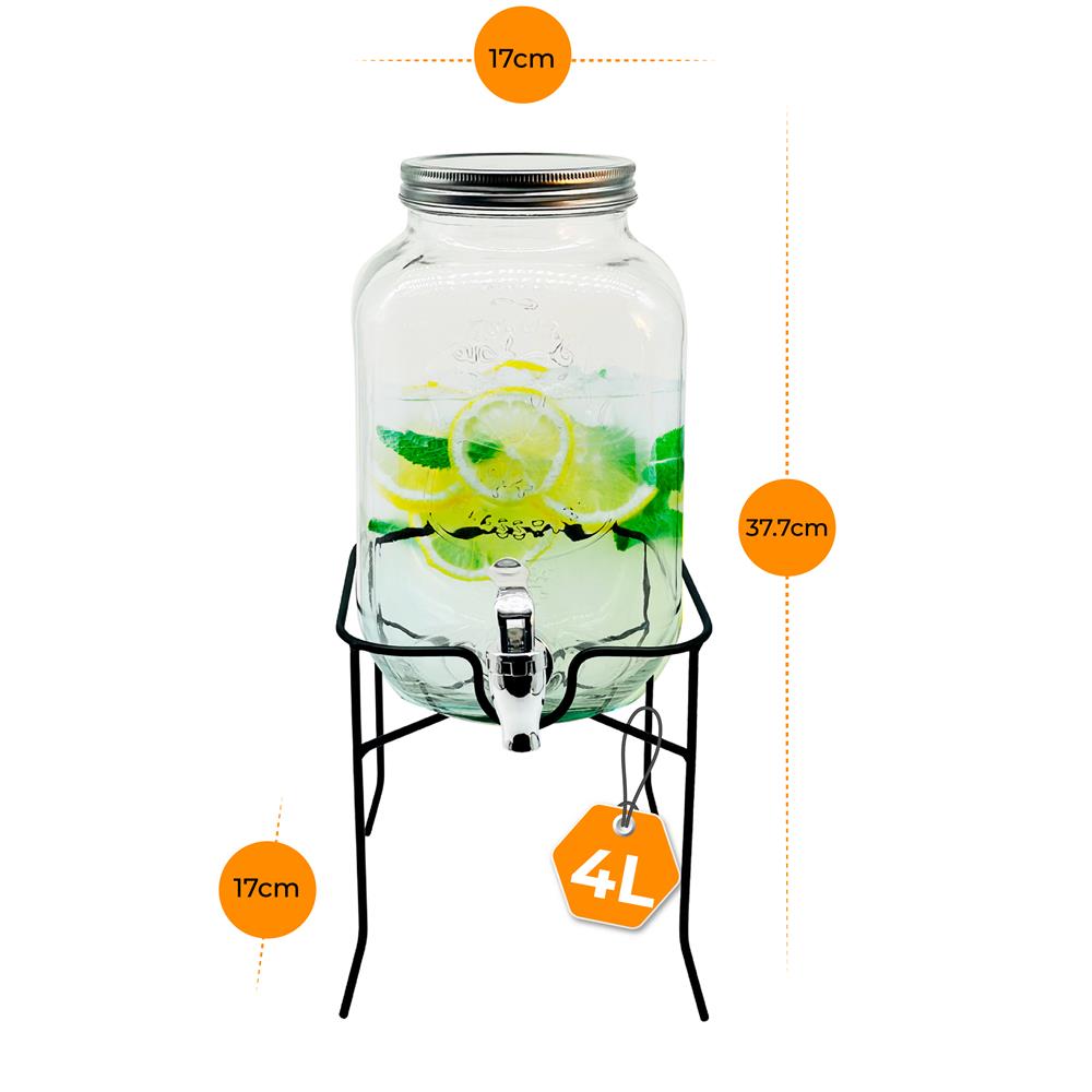 Adler AD 6741 Getränkespender 4 Liter aus Glas mit Metallständer