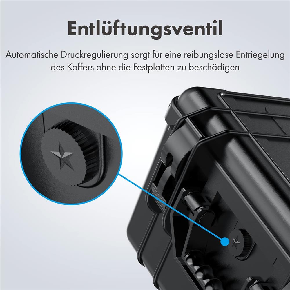 GRAUGEAR Festplattenschutzkoffer Schwarz für 3,5" & 2,5" & M.2 HDD/SSDs 19 Festplatten stoßfest hitzebeständig wasserfest sichere Lagerung