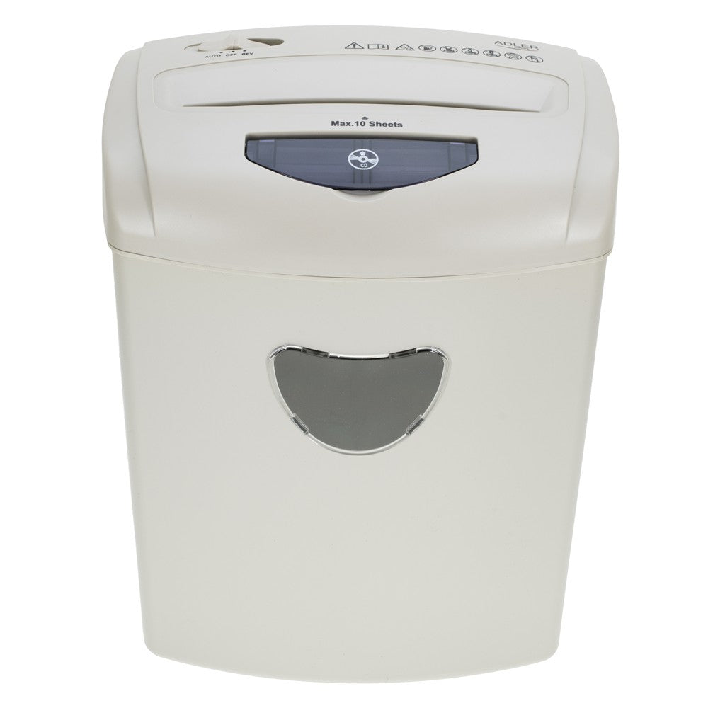 Adler AD 1038 Aktenvernichter, P-4 Dokumentenschredder für Papier, Kreditkarten und CD/DVDs, 10 Blatt, 21 Liter
