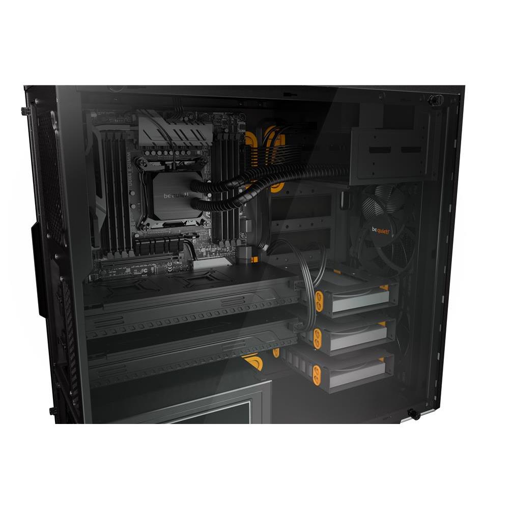 be quiet! Pure Base 600 Window Orange Gehäuse gedämmt 2 Pure Wings 2 Lüfter mit Seitenfenster