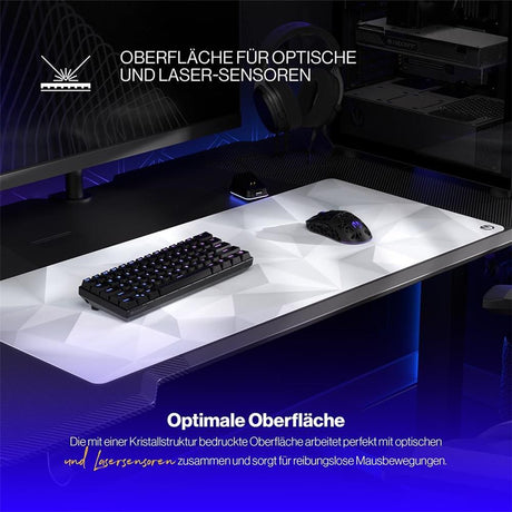 ENDORFY Crystal Onyx White XL Mauspad weiß rutschfest 900 x 400 mm