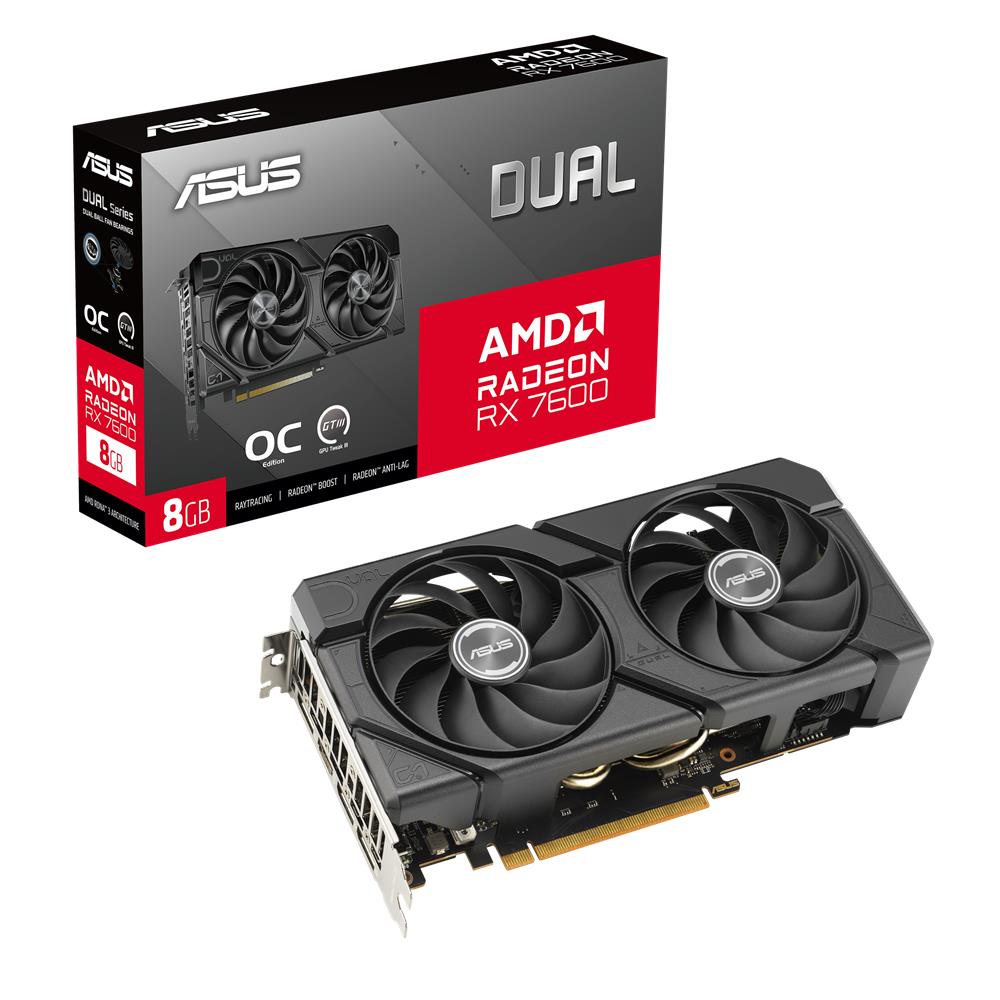 ASUS Dual Radeon RX 7600 EVO OC 8GB GDDR6 Gaming Grafikkarte PCIe 4.0