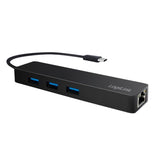 LogiLink USB 3.2 Gen 1x1 USB-C 3-Port Hub mit Gigabit Adapter Schwarz