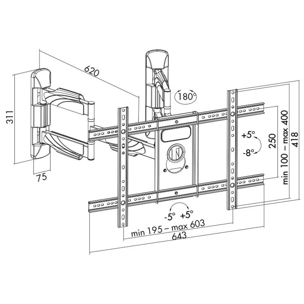 LogiLink TV-Eck-Wandhalterung für 37–70" max. 45 kg