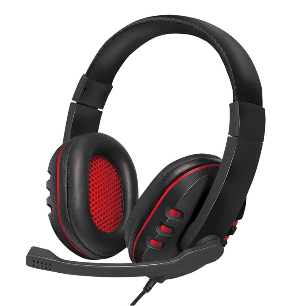 LogiLink Stereo-Headset, 1x USB-A-Stecker, Bügelmikrofon, Gaming, Schwarz/Rot