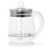 Adler AD 1299 Wasserkocher aus Glas, 1,5 Liter, 2200 Watt, mit Temperaturregler und LED Beleuchtung