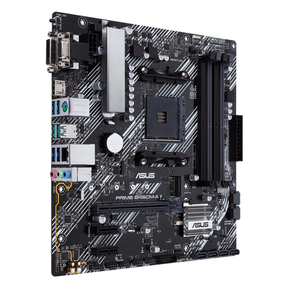 ASUS Prime B450M-A II Mainboard Sockel AM4 mATX AMD Ryzen DDR4-Speicher M.2 SATA 6Gbit/s USB 3.1 Gen 2 Typ-A Aura Sync