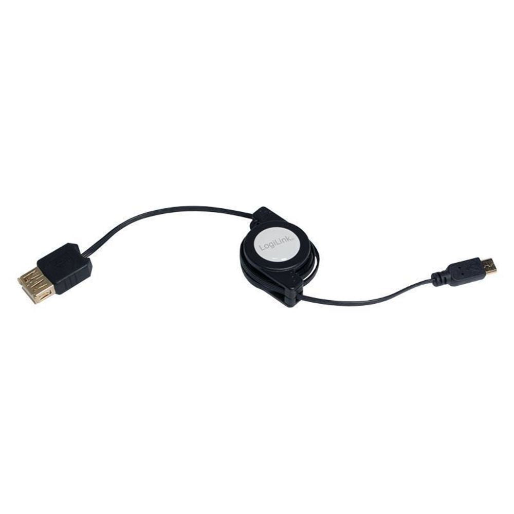 LogiLink Ausziehbares USB-OTG-Kabel USB micro B Stecker > USB A Buchse Smartphone