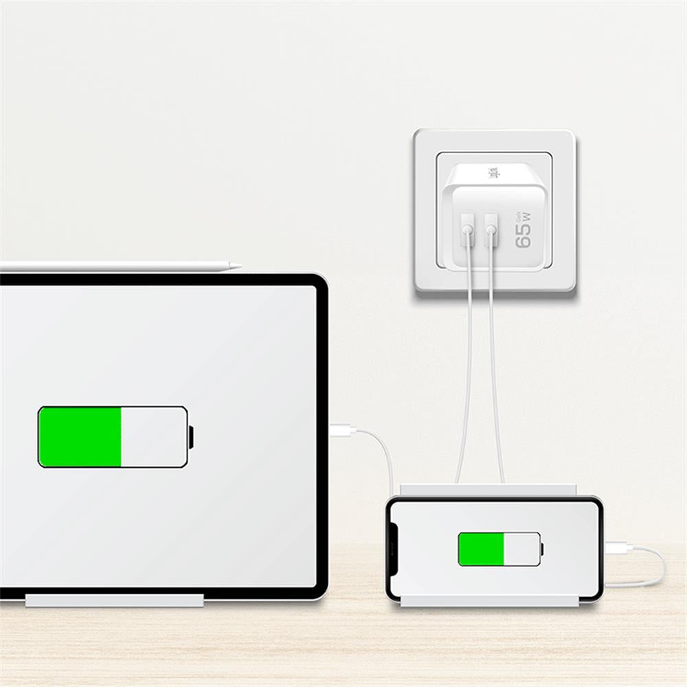 LogiLink Dual-USB-Steckdosenadapter, GaN, 65 W, 2x USB-C PD/QC, Weiß
