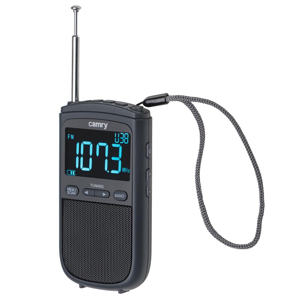 Camry CR 1905 Tragbares Mini Radio USB Taschenradio mit Akku Radiowecker schwarz
