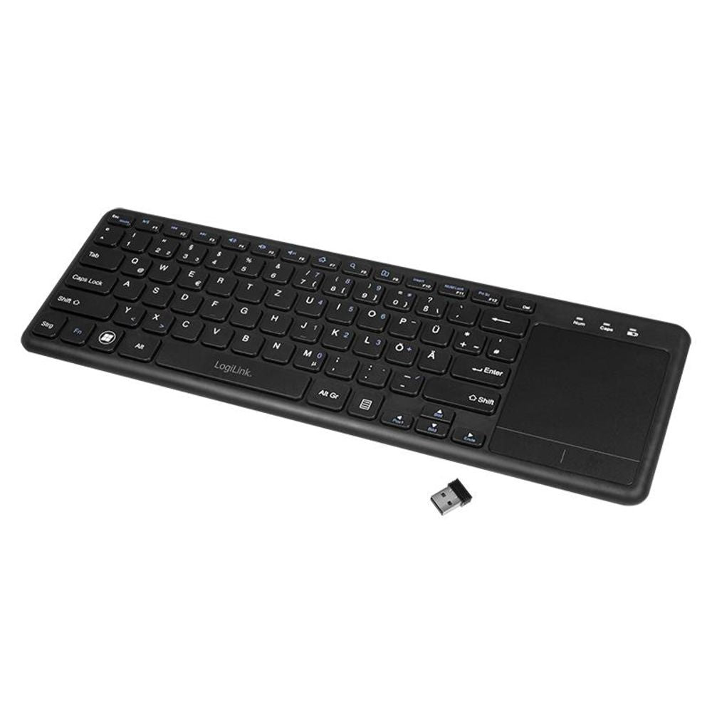 LogiLink Kabellose Tastatur 2,4 GHz mit integriertem Touchpad für Smart-TV und PC