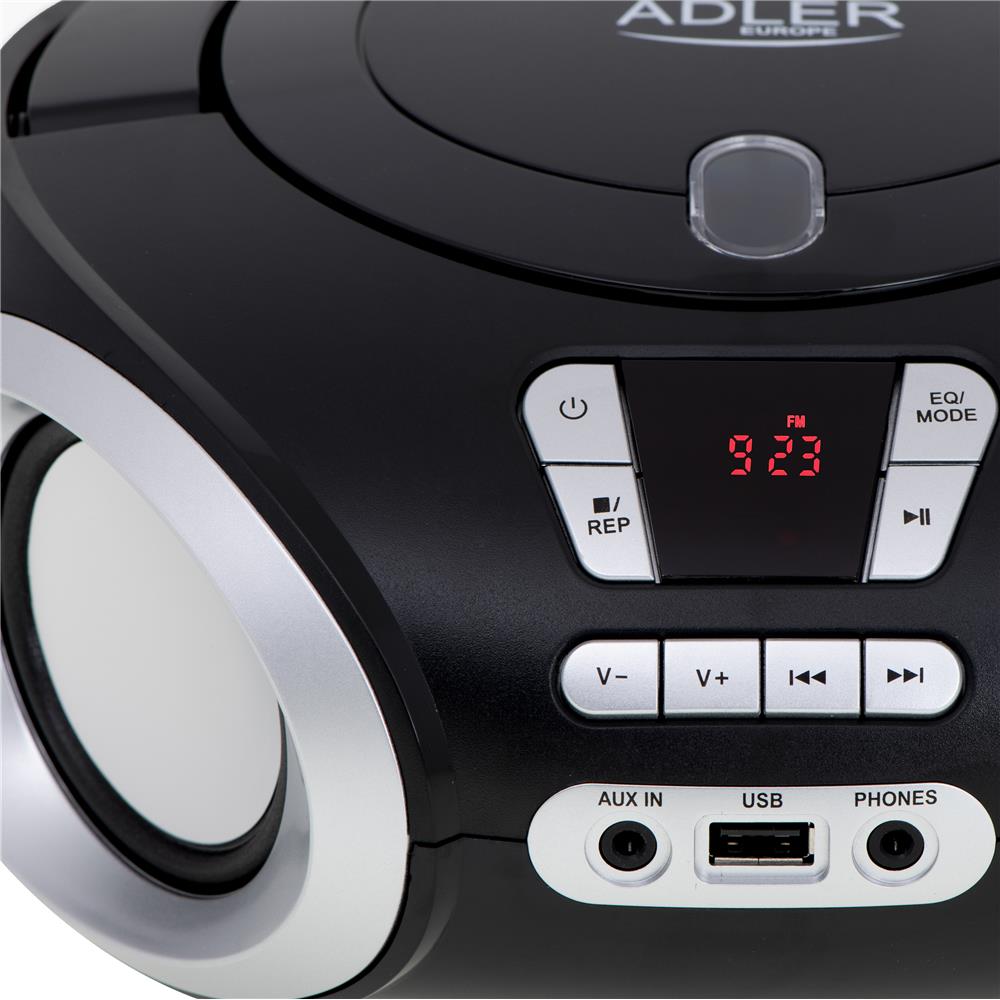 Adler AD 1181 CD Boombox FM Radio CD-Player MP3 USB / AUX Anschluß LCD Anzeige Batterie oder Strom