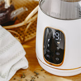 Adler AD 1305 Glas-Wasserkocher 1,7 L mit Temperaturwahl 40–100°C, LED-Display, Warmhaltefunktion 2 Std., 2200 W, Touch-Bedienung weiß gold