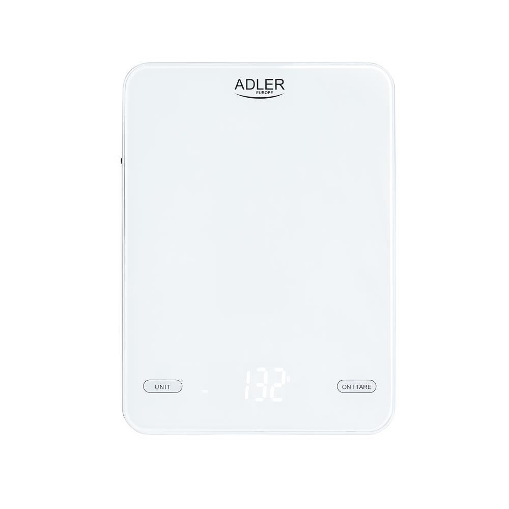 Adler digitale Küchenwaage AD 3177w USB aufladbar 10kg TARA Funktion weiß