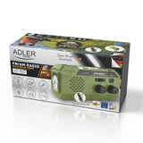 Adler AD 1197 Kurbelradio, tragbares Notfallradio mit Taschenlampe, Solar, Dynamo, Powerbank, SOS-Alarm, FM/AM Radio, Grün