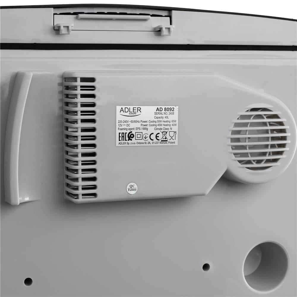 Adler AD 8092 Tragbare Kühlbox 40L elektrisch Auto Camping Picknick schwarz grau