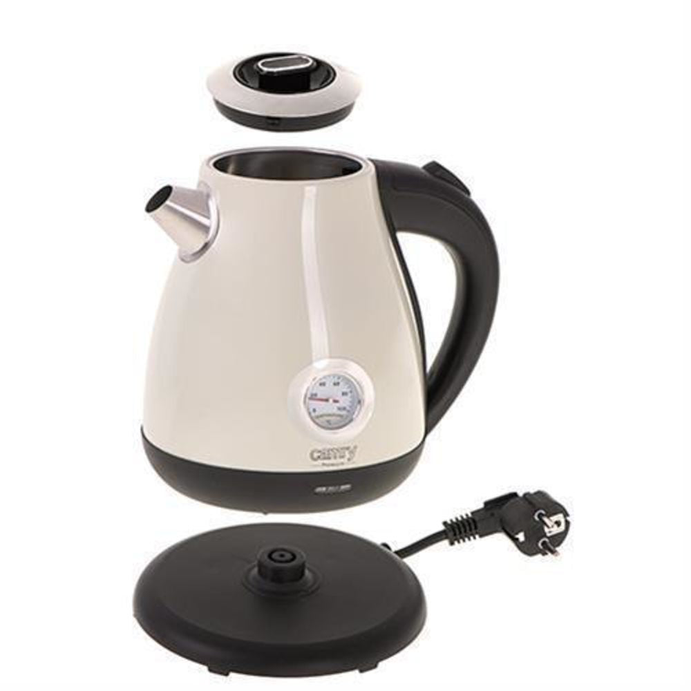 Camry CR 1344 creme Elektrischer Wasserkocher mit Thermometer 1,7L Edelstahl Wasserstandsanzeige