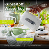 Adler AD 1380w Wasserkocher Kunststoff 1,0 l weiß – kompakt & sicher