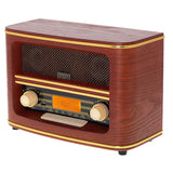 Adler AD 1187 Retro Radio mit Bluetooth Holz Optik USB AUX Anschluss Stereo Wecker Uhrzeit LCD Anzeige