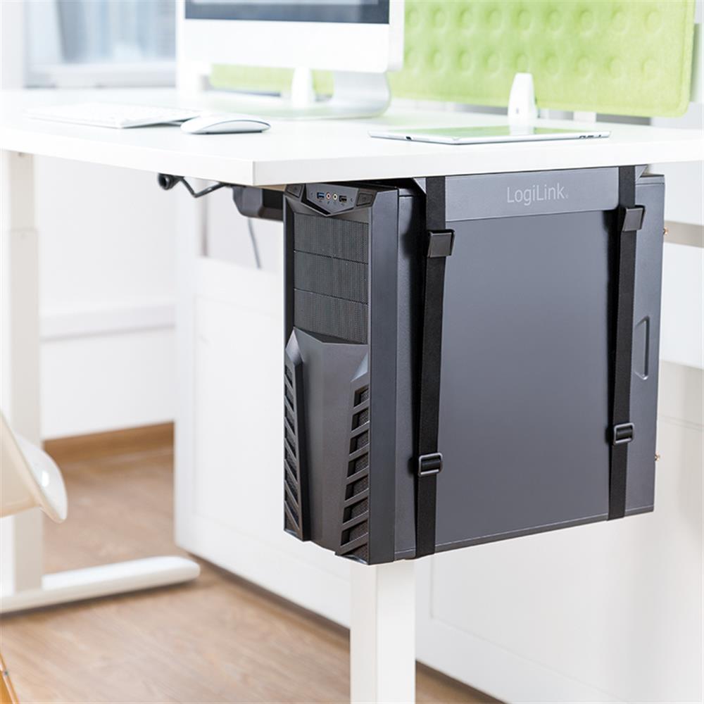LogiLink PC Halterung Untertischmontage mit Gurt bis 10 kg