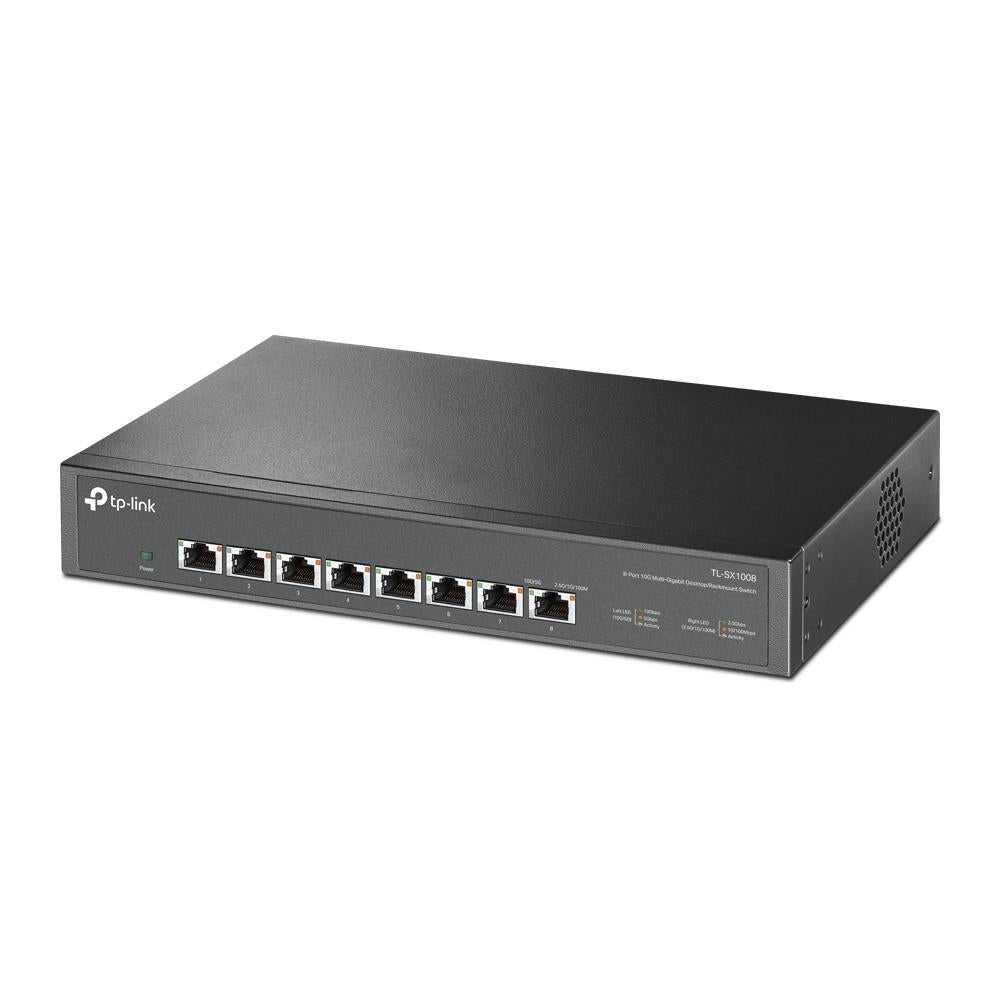 TP-Link TL-SX1008 8-Port 10G Multi-Gigabit Switch – Desktop/Rackmount, 160 Gbps, leiser Lüfter