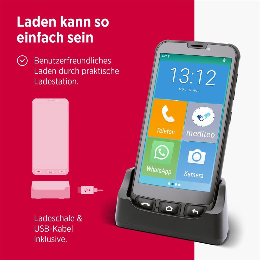 Olympia NEO Mini+ Seniorenhandy 5" Smartphone Notruftaste Whatsapp Android 15 4G LTE Dual SIM