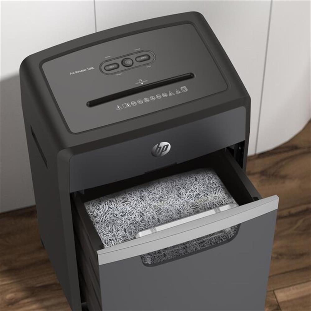 HP Pro Shredder 16MC - Aktenvernichter, Sicherheitsstufe P-4, Micro Cut, 16 Blatt, 55 dB, 30 Liter