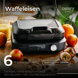 Camry CR 3086 Waffeleisen Schwarz Antihaftbeschichtet 6 Bräunungsstufen LED Anzeige