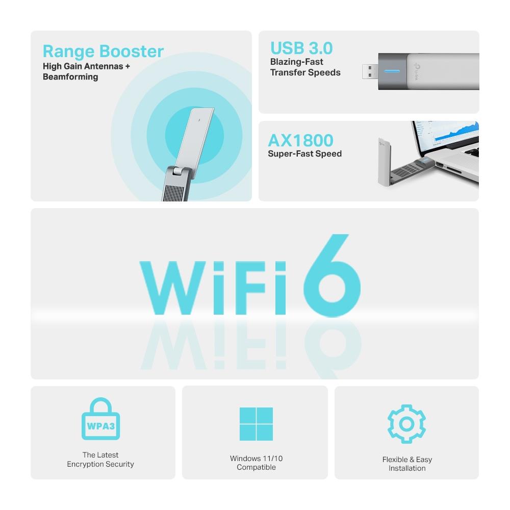 TP-Link Archer TX20UH WLAN-USB-Adapter AX1800, Dual-Band, High-Gain, USB 3.0