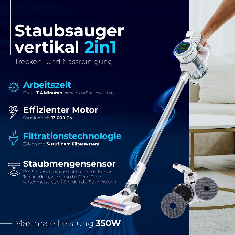 Adler AD 7064 Staubsauger kabellos Trocken und Nassreinigung Weiß