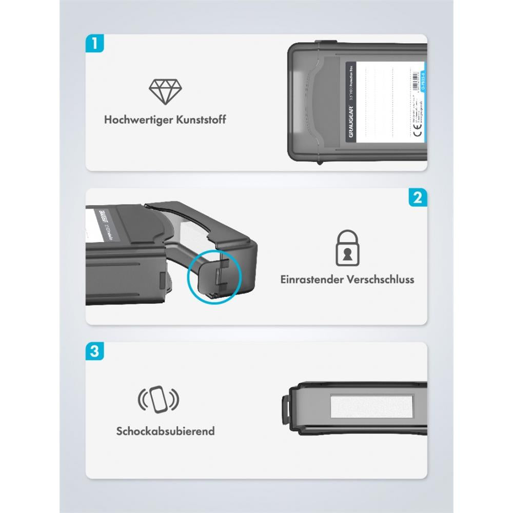 GRAUGEAR 6x 3,5" HDD Schutzbox Set für Festplatten