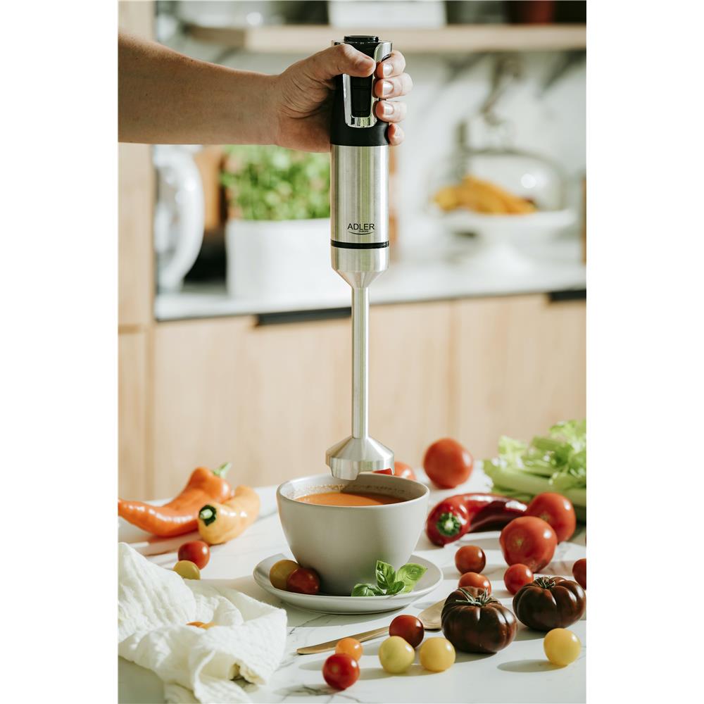 Adler AD 4627 Stabmixer Set elektrischer Handmixer Schneebesen Milchaufschäumer Turbo Funktion silber