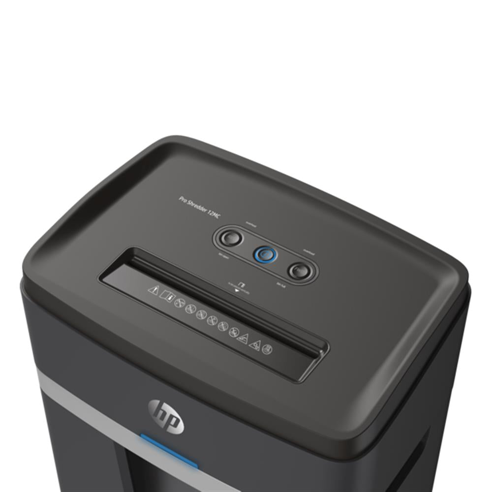 HP Pro Shredder 12MC - Aktenvernichter, Sicherheitsstufe P-5, Micro Cut, 12 Blatt, 55 dB, 25 Liter