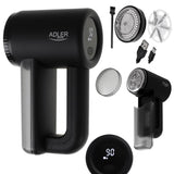Adler AD 9617 Fusselentferner LCD schwarz – 3 Geschwindigkeiten & USB-Ladung