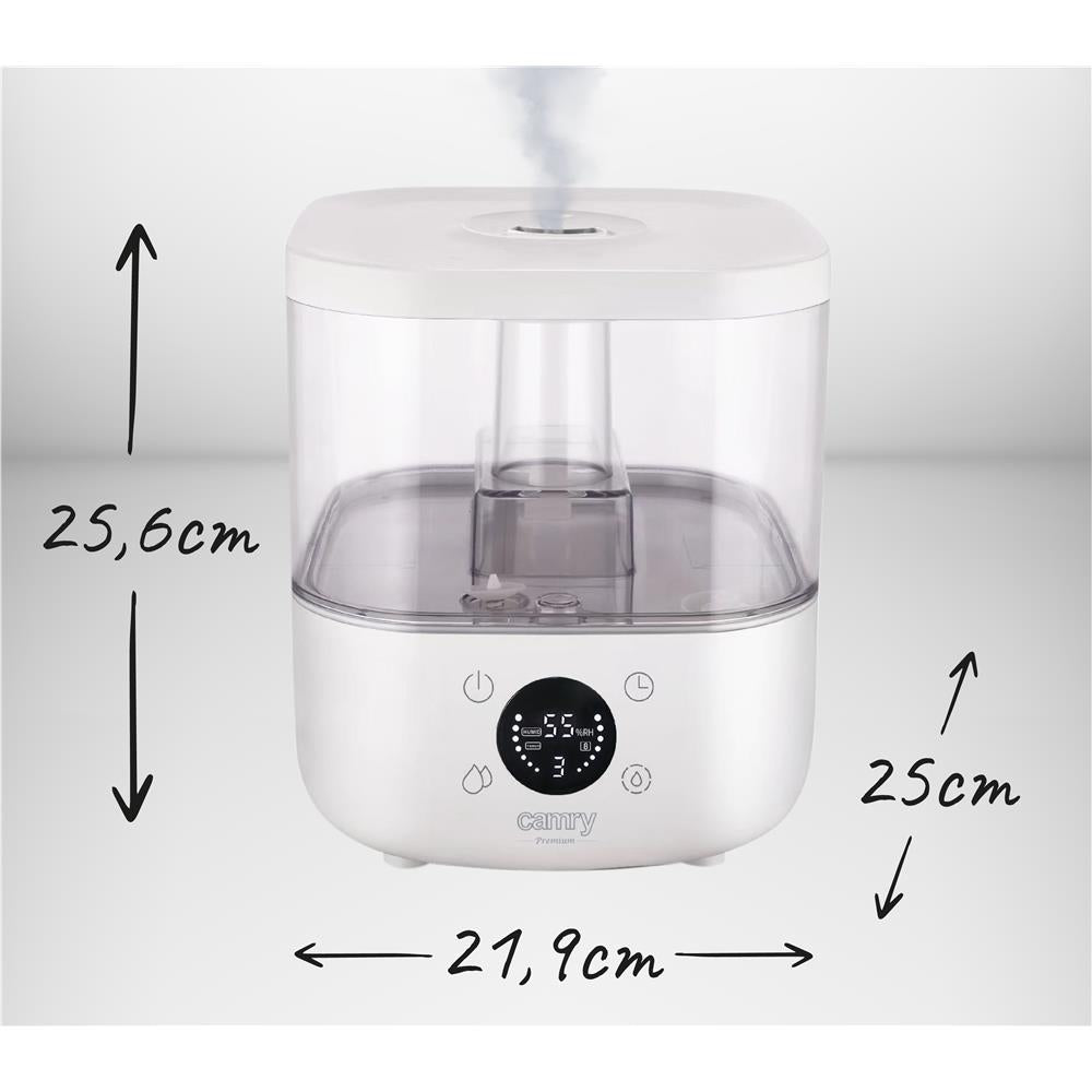 Camry CR 7973 Ultraschall-Luftbefeuchter weiß – 5 L, LED-Display, Aromatherapie